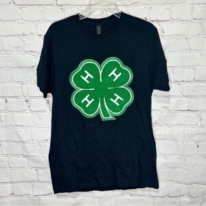 Gildan soft style short sleeve black 4-H chenille patch t-shirt